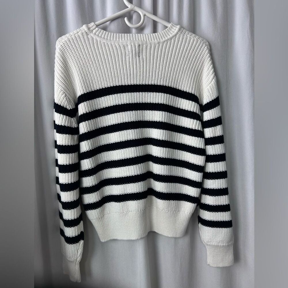 New Gap size M cotton striped chunky knit nautical sweater quiet luxury preppy - Picture 5 of 5